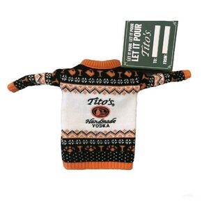 Tito's Handmade Vodka Holiday Christmas Ugly Sweater Bottle Koozie DOG People